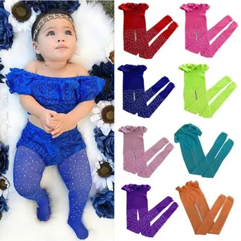 

Lovely Toddler Girls Mesh Fish Net Crystal Bling Tights Children Stretch Elastic Waist Tights Stockings Solid Pantyhose