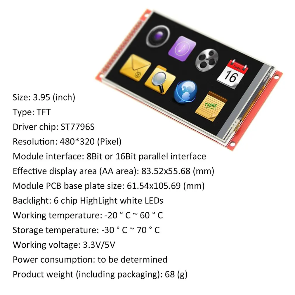 3,95 дюймовый TFT lcd-scherm модуль Ultra HD 320X480 для Arduino