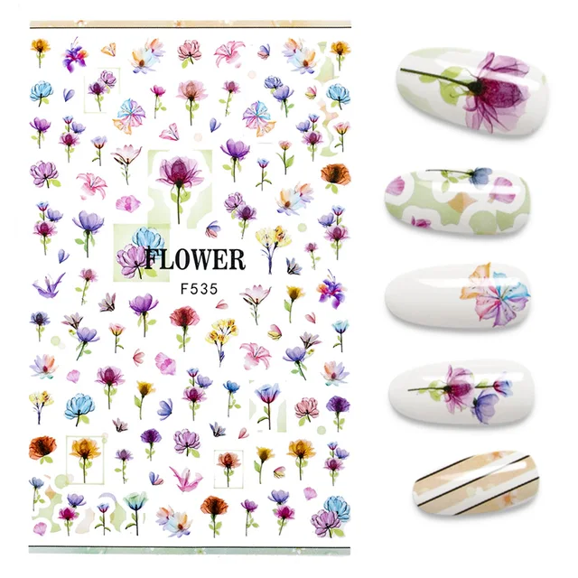 3D Nail Stickers Leaves Butterfly Panda Love Heart Design Stickers For Nails Manicure Foil Nail Art Decor pegatinas para uñas A140483