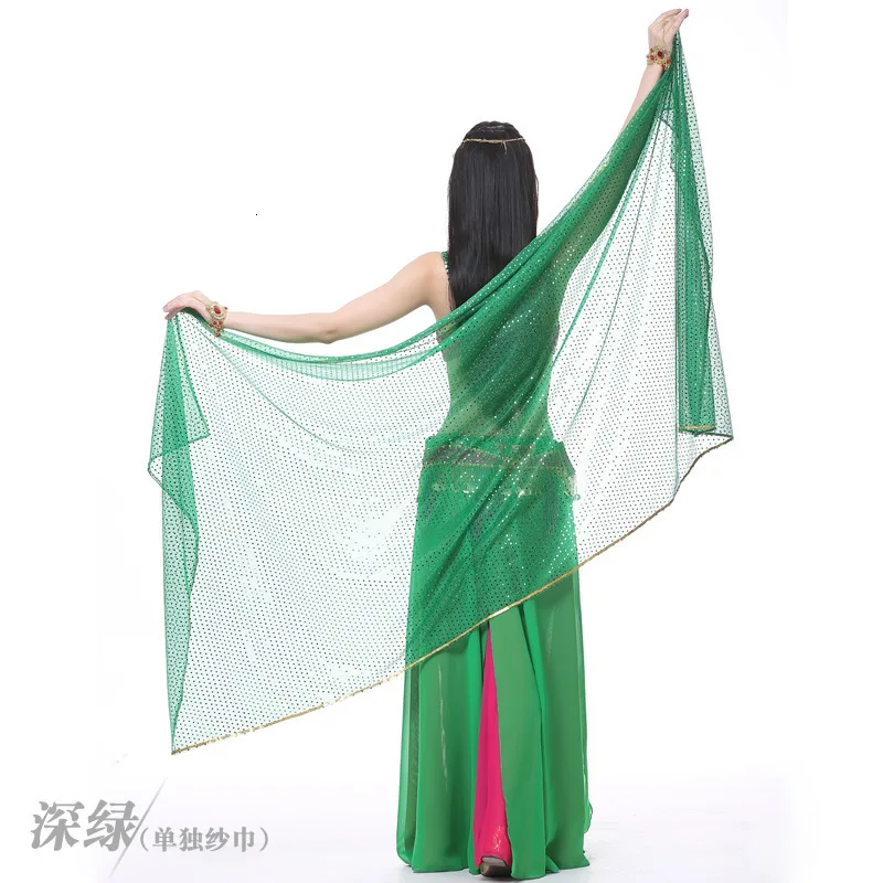 dark green Танцующая девушка 210x95 см подчеркивает ручной шарф танец живота блестка ручной шарф танец живота танцевальный шарф танцевальная пряжа - Цвет: dark green
