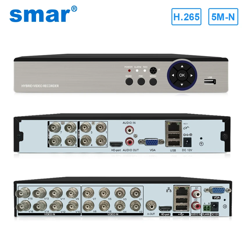 Smar grabador de vídeo híbrido 5 en 1 para cámara AHD, dispositivo grabador vídeo DVR 5 en 1 de 8 canales, 16 canales, 5MP, IP, P2P, NVR, CCTV, H.265, nuevo|Videograbadora de vigilancia| - AliExpress