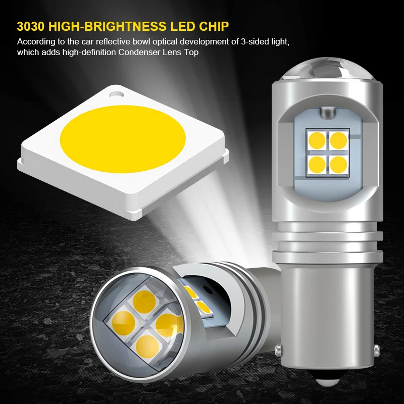 EURS 1X 1156 P21W BA15S 3030-12smd Len 1157 BAY15D BA15D 6000K  7W 10-30V 2400LM Led ڵ  ڵ   ĸ 