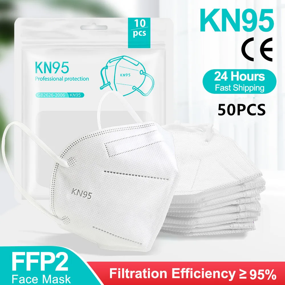 50pcs Face Mask KN95 facial masks FFP2 CE filter mask ffpp2 maske de filtro antipolvo máscara mascarillas mascherine tapaboca