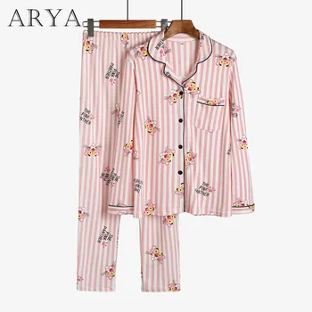 

2019 ARYA Ladies' Home Wear Autumn and Winter Cotton Women's Long Sleeve Pants Loose Casual Large Size Pajamas