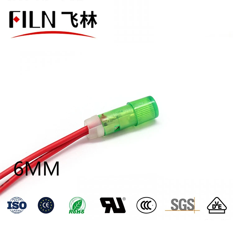 FILM Kunststoff Heißer Verkauf 6mm 12v 110v 24v 220v Signal Lampe Hochwertige Anzeige Licht mit Draht – Detail 3