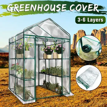 

Easy to move Garden Greenhouse Green House Shelf Shed Plant Warm Durable PE Cover Apex-Roof breathability sunniness