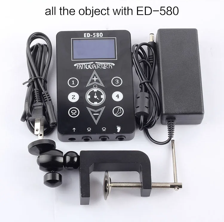 New Superior ED-580 Touch Tattoo Power Supply Black Digital LCD Tattoo Power Supply For Tattoo Machine Kit Free Shipping
