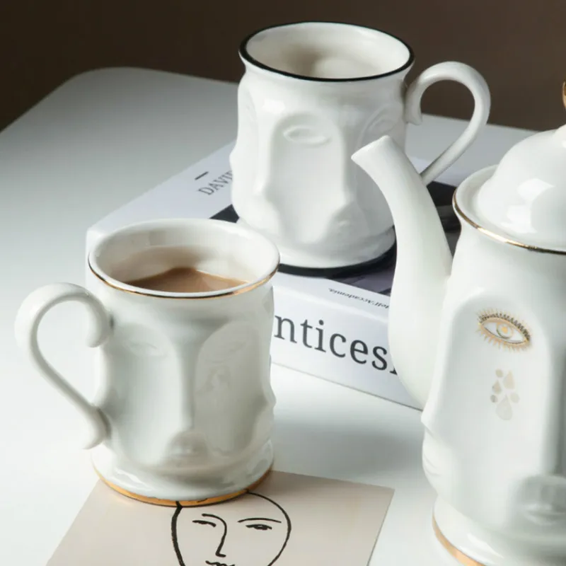 Creativity Face Shape Phnom Penh Coffee Milk Drink Coke Travel Handle Portable Ceramics Mug Office Tea Cup Adult Water Cup