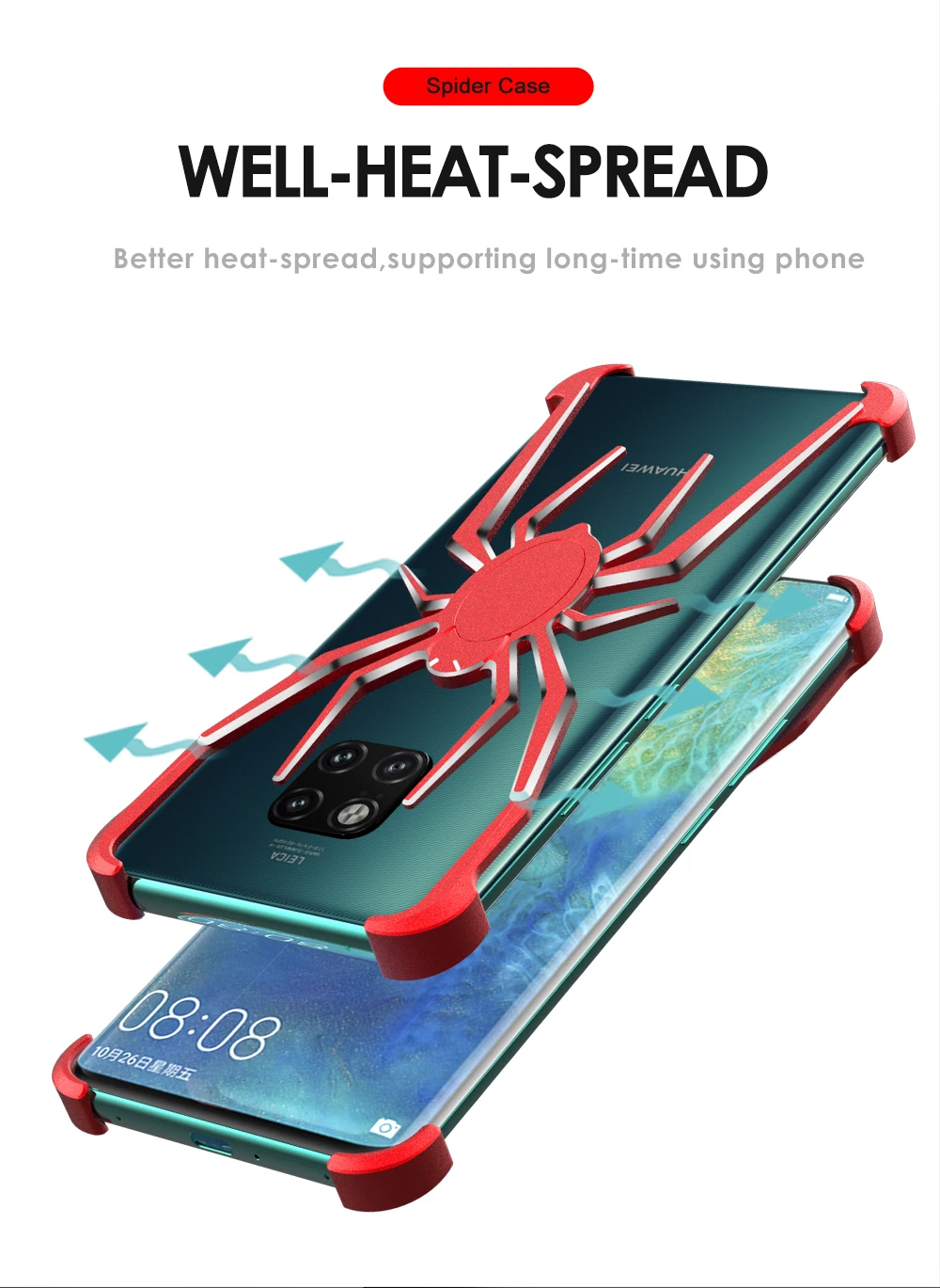 Алюминиевый чехол с пауком для huawei mate 20 mate20pro P30 Pro vivo X27 IQOO, противоударный металлический бампер из сплава, чехол