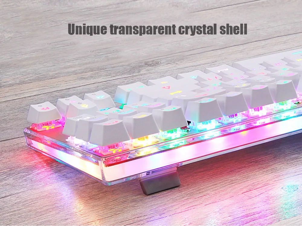 Motospeed K87S ABS USB2.0 Wired Mechanical Keyboard with RGB Backlight Blue Switch for Computer Gaming and Tying White 1.8mCable