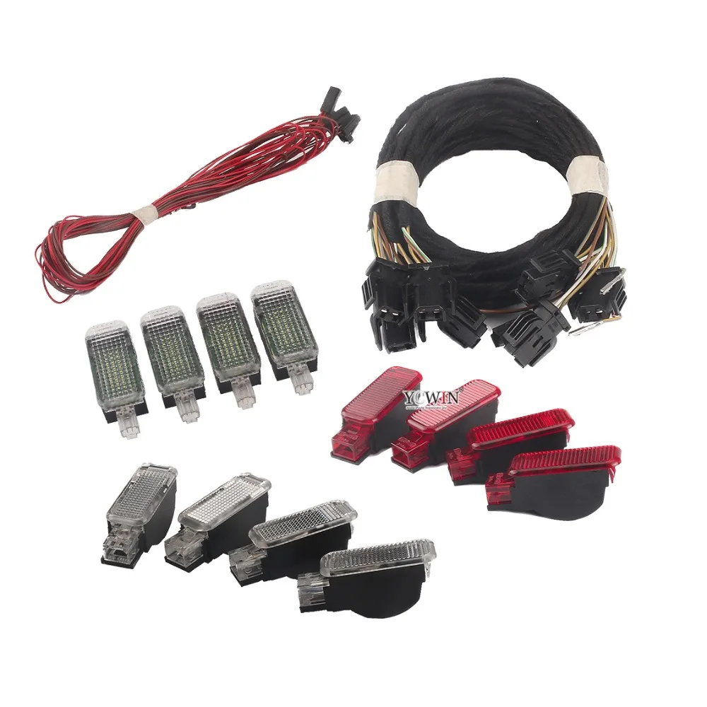 

YCWIN OEM 12Pcs Door Warning Light & LED Footwell Light For AUDI A3 A4 A6 A8 TT Q3 Q5 RS6