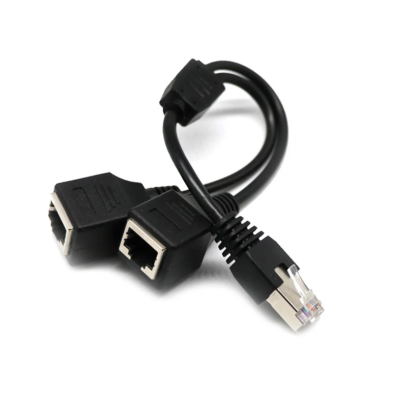Черный 1-2 порта RJ45 папа-мама сплиттер Ethernet LAN сетевой адаптер кабель | Компьютеры и