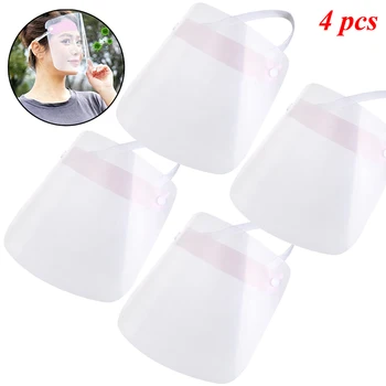 

4 PCS Full Face Shield Mask Clear Flip Up Visor Protection Safety Work Guard For Droplet, Dust,Oil Fume（Pink）