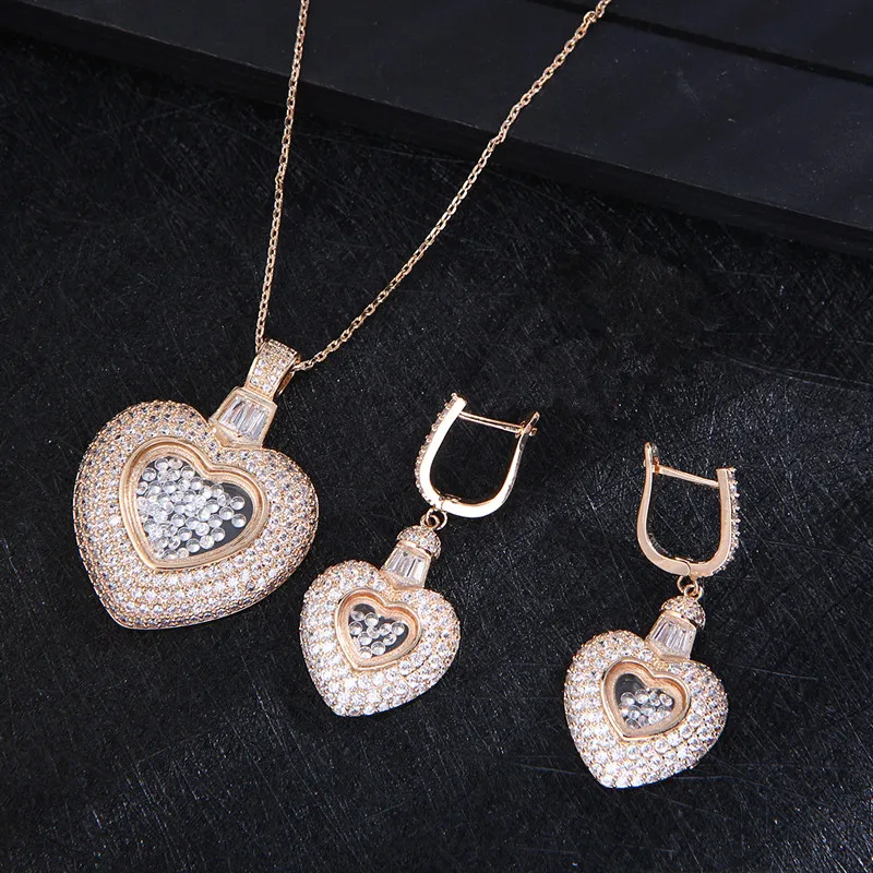 Lover Heart Shape Cubic Zirconia Long Pendant Wedding Party Big Earrings  fashion jewelry E9119