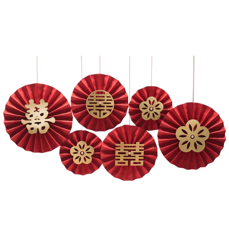 

Happy Wedding Supplies Wedding Paper Fan Decoration Valentine's Day Party Decoration Chinese style Wedding Supplies