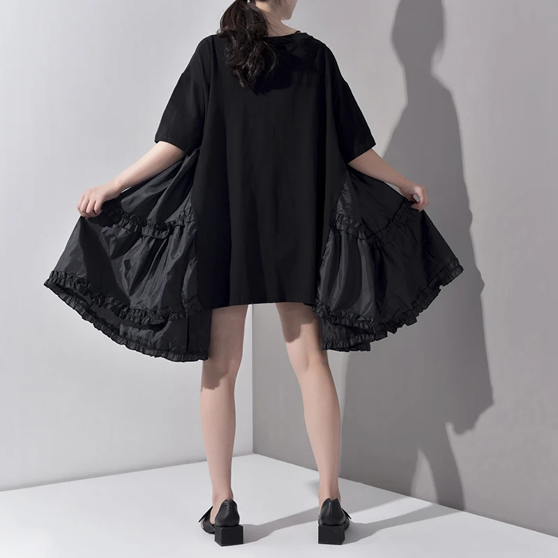 New Fashion Style Pleated Split Joint Loose Oversize Big Size Dress Fashion Nova Clothing