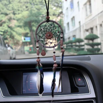 

Dream Catcher Car Pendant Mini Wind Chimes Feather Decoration Home Decor & Wall Hanging Adornment Handmade Dreamcatcher Gifts