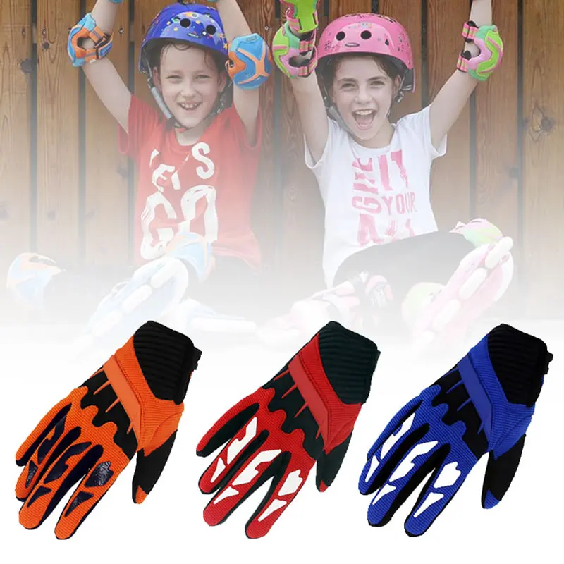 Kids Cycling Gloves Pair Sports Junior Child Full Finger Gloves Mountain Scooter