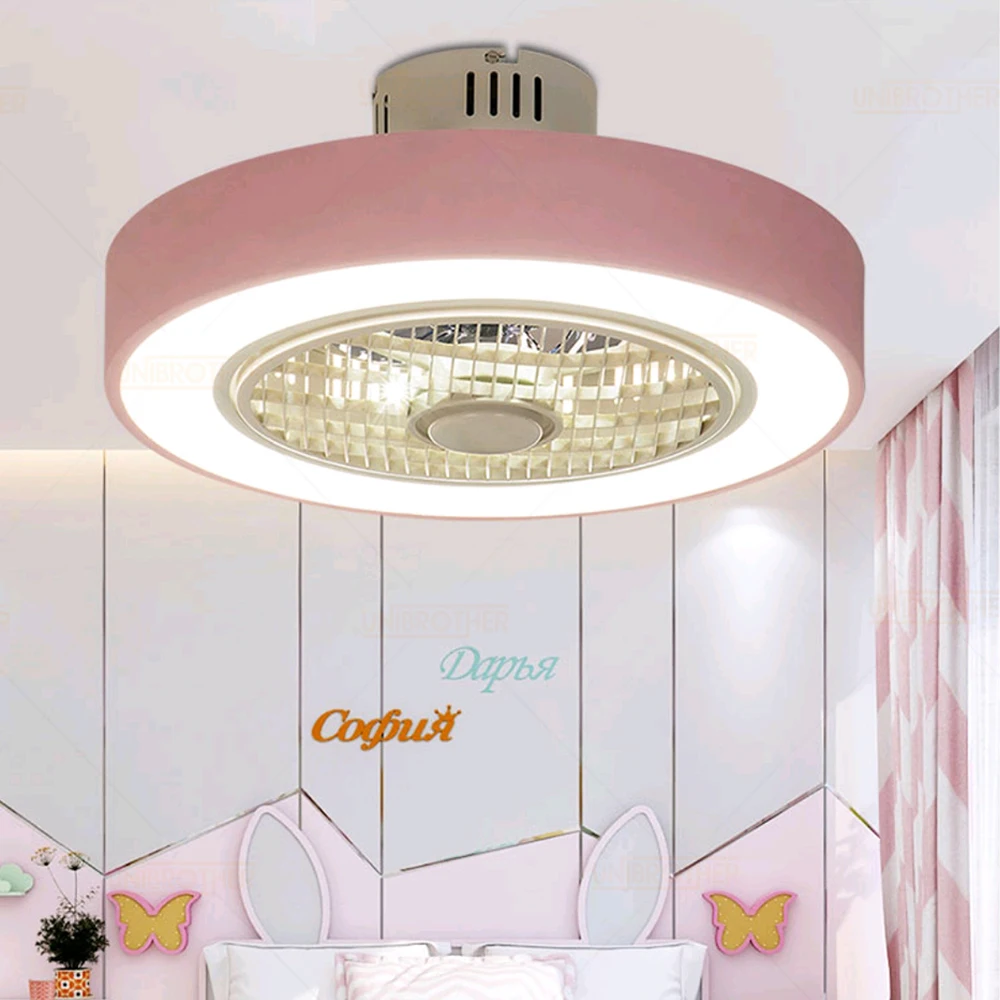 

50 cm Macaron Ceiling fan modern restaurant bedroom ceiling fan with light 220V remote control dimming decora lovely fan lamp