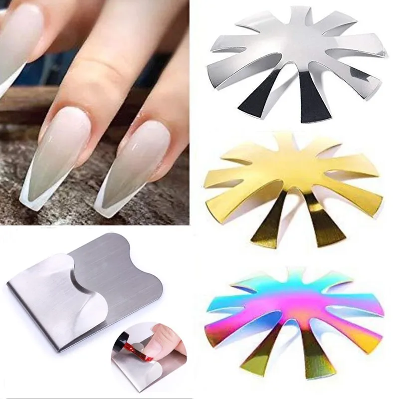 Nail Art Cutter French Manicure Cut V Tips Edge Stencil Trimmer Easy Nails Forms Salon Applicator Tool Kit Polish Molds Template | Красота и
