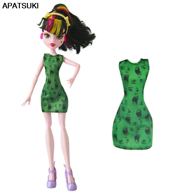 Зеленое платье для кукол Monster High Одежда кукол-монстров наряды After аксессуары