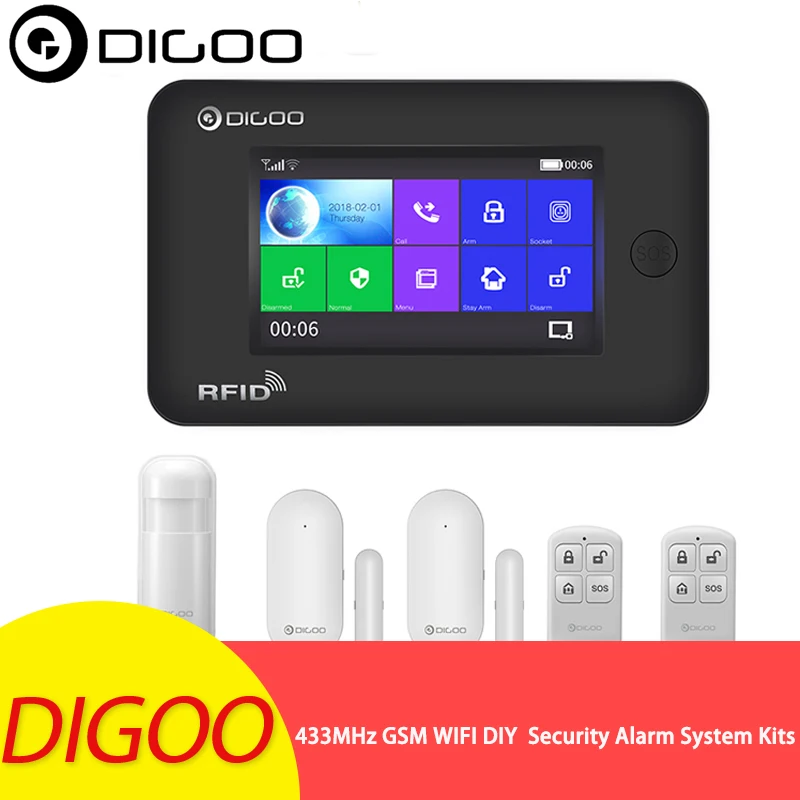 

Digoo DG-HAMA TouchScreen 433MHz GSM WIFI DIY Smart Home Security Alarm System Kits Upgrade Compatible with Alexa VS DG-Hosa