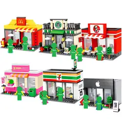 HANHE New City Expert центр Diner уличный магазин строительные архитектурные блоки модельные наборы Кирпичи Классические детские игрушки