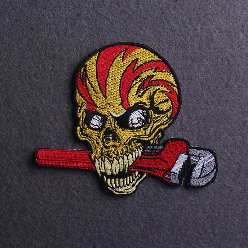 

Diy Punk Wrench Patches Embroidered Patches For Clothing Badge Skeleton Sewing Iron On Patches For Clothes Skull Applique Patch