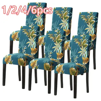 

1/2/4/6pcs Big Elastic Chair Cover Printing Stretch Chair Cover Seat Slipcover Universal Size For Dining Room Hotel Banquet Home