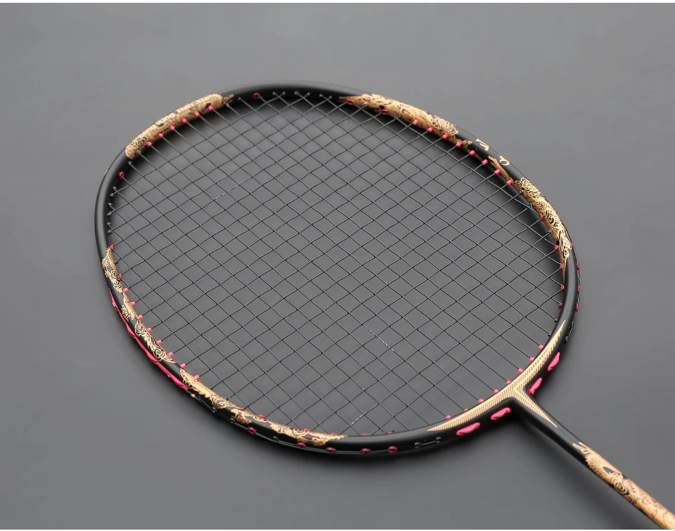 Carbon Fiber Badminton Racquet Light Weight Non-slip Wooden Handle Grip Racket 