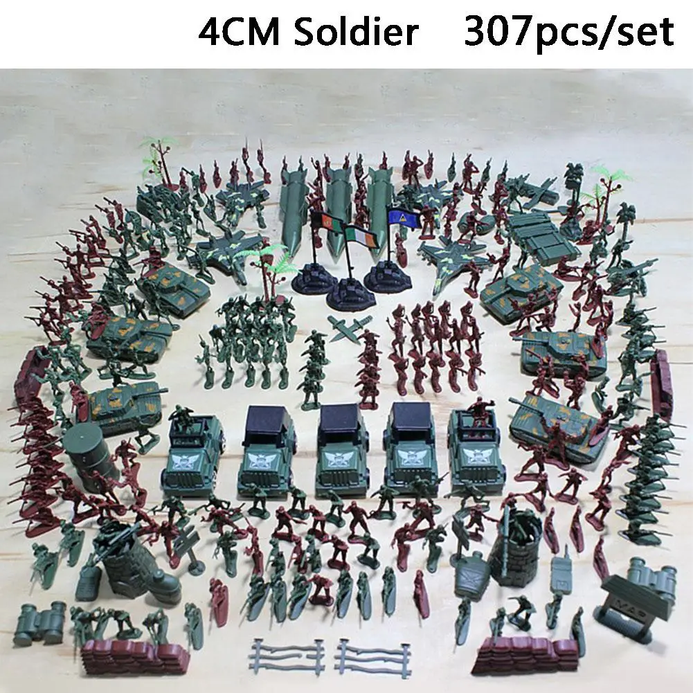 

HobbyLane 307pcs/lot Military Plastic Soldier Model Toy Army Men Figures Accessories Kit Decor Play Set