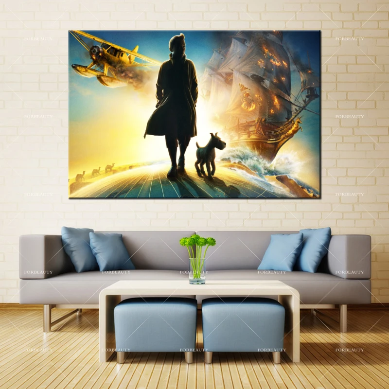 

Forbeauty Canvas Oil Painting Wall Art the_adventures_of_tintin_adventures_dog_planet Spray Printing Waterproof Ink Home Decor