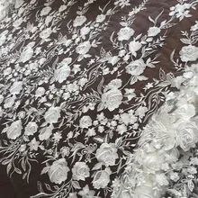 Цвет слоновой кости белый хлопок блесток вышивка кружевная ткань свадебное платье, одежда, вуаль материал RS2601