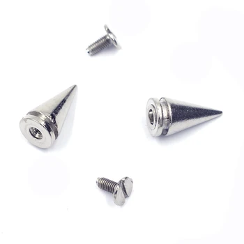 

30Sets Silver Tone Punk Nails Pointed Cone Tapered Notch Spike Garment Studs Spots Rivet Fit Leather Clothes Bags Handbags 19mm