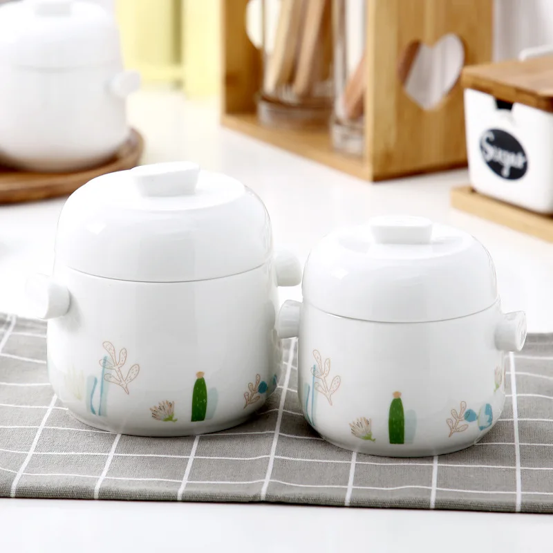 

Double Cover Waterproof Bird's Nest Slow Cooker with Cover Health Care Waterproof Stew Tureen Small Dessert Glass Wine Cup Ceram