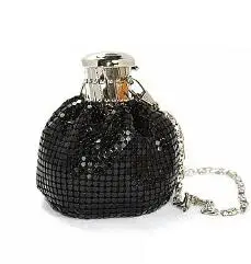 Boutique De FGG Aluminum Wine Pot Women Mini Evening Purses and Handbags Ladies Casual Coin Purse Bags - Цвет: Черный