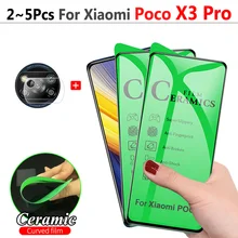 Keramik Glass für Poco X3 Pro Panzerglas Volle Abdeckung Screen Protector Xiaomi Pocophone X3Pro Rüstung Glass + Kamera Film POCO-F3-5G / Poco-X3-Pro Protector