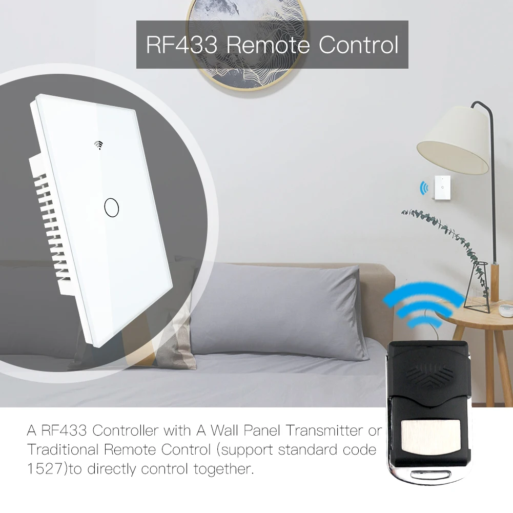 Wi-Fi Смарт настенный выключатель света Стекло Панель RF433& Wi-Fi приложение Smart Life приложение Tuya дистанционного Управление работает с Amazon Alexa Google Home 1/2/3