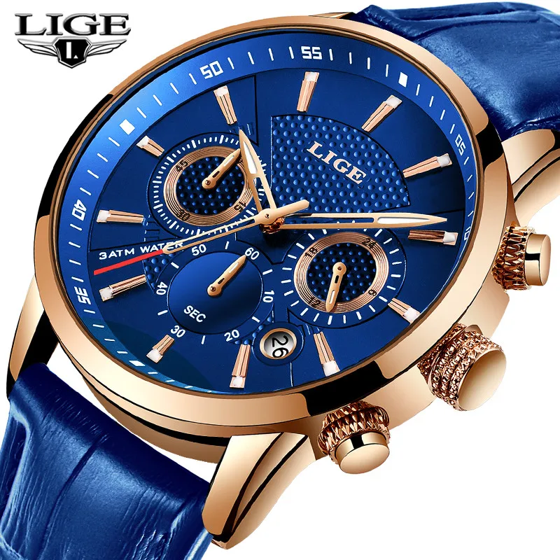 

LIGE 2019 New Watch Men Fashion Sport Quartz Clock Mens Watches Brand Luxury Leather Business Waterproof Watch Relogio Masculino