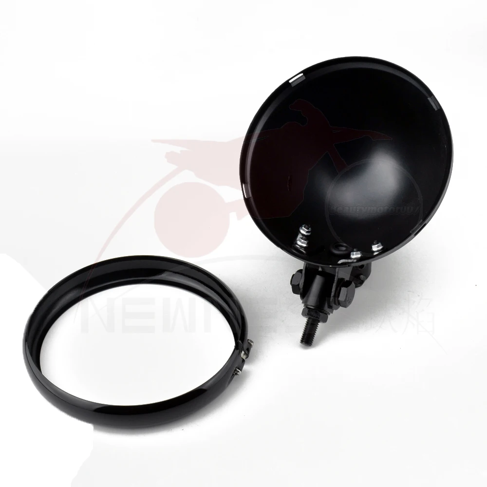 5-3/" 5,75 дюймов мотоциклетная лампа круглая фара корпус ковша для Harley - Цвет: Black