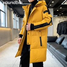 

FOR Men's Down Jacket Warm Hooded Fashionable Coat Men Hooded Jackets Warm Lengthen Parka Coat Hight Quality White Duck Down