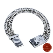 Браслет из стерлингового серебра S925 пробы, ювелирные изделия, простые ювелирные изделия, Ретро стиль, Череп, простой стиль, подарок на день Святого Валентина, горячая распродажа