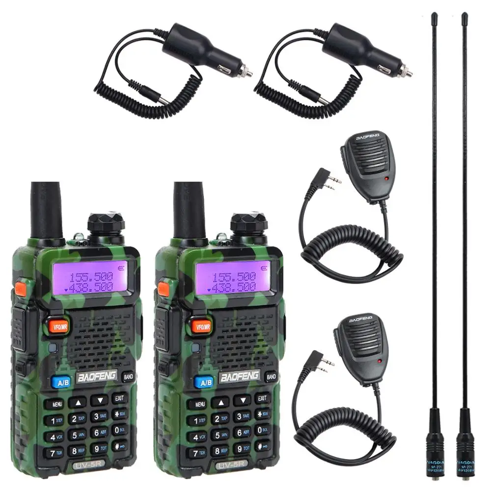 2 шт. Baofeng BF-UV5R Любительское радио портативная рация Pofung UV-5R 5 Вт VHF/UHF радио двухдиапазонное двухстороннее радио UV 5r CB радио - Цвет: 2pcs Camo add parts