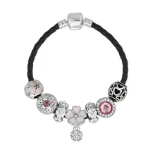 Модные ювелирные браслеты, браслет из сплава с бусинами, Цветочный металлический сплав, кулон, браслет