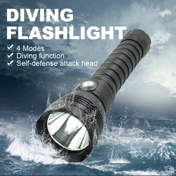 

Diving Flashlight Waterproof XHP70 Scuba Torch 3 Modes Led Flash Light Lantern Underwater 100m Diver Lamp with 18650 Battery