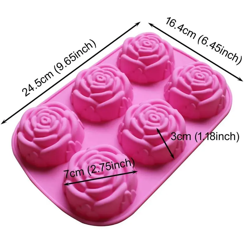 2/6Cavty 7cm Large Rose Flower Soap mold Silicone Mold Handmade Soap making Ice Cube Chocolate Cake Banking Mold Silicone