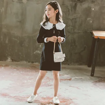 

Girl Party Dress Long Sleeve Peter Pan Collar Christmas Princess Dress Kids Costume For 4-14 Yrs Girls Dress Teenager Clothing