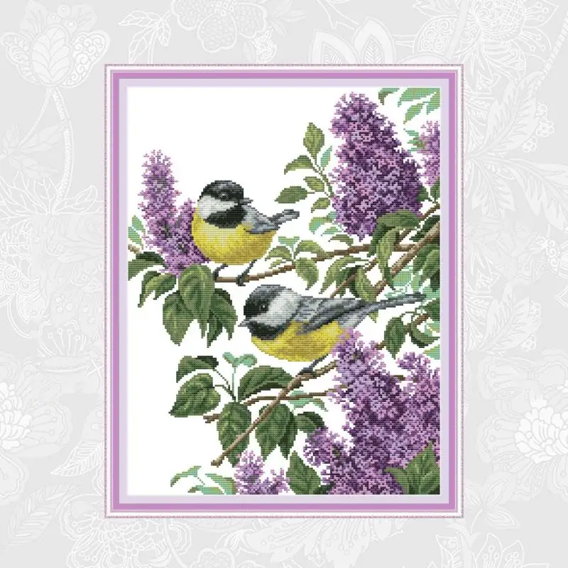 

Two birds Patterns Cross Stitch Kits 11CT Printed Fabric 14CT Canvas Counted Chinese Cross-stitch Embroidery Thread Sets