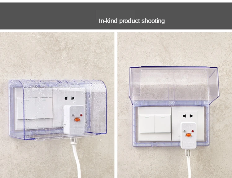 Selbstklebende wasserdichte Box, doppelt, 86 mm, universelle transparente Schaltsteckdose, Staubschutz, Badezimmer, Küche, Steckdose, spritzwassergeschützte Box – Detail 11