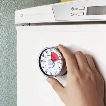 

1PCS Stainless Steel Mechanical Kitchen Timer Magnet Shape Reminde Novelty Alarm Clock Round Minutes Cooking Time 60 Countd Q4I8